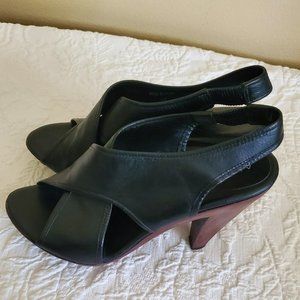 Elegant Black Leather Women's Heels